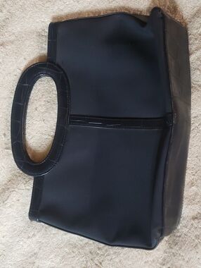 Vintage Estee Lauder Deep Navy Cosmetic Tote with Oval Handles